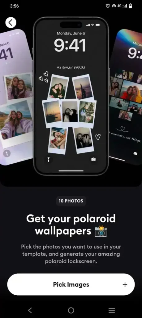 Pick images - create polaroid style images in Remini