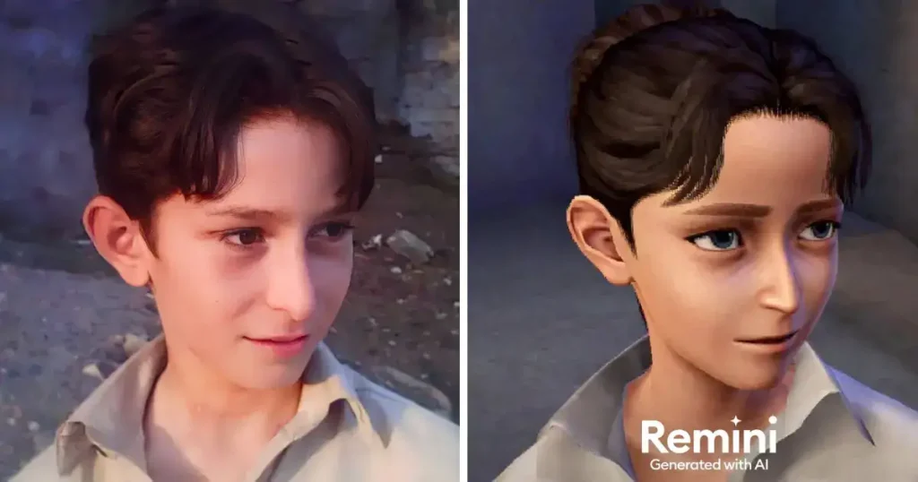 before and after converting an image into a game character